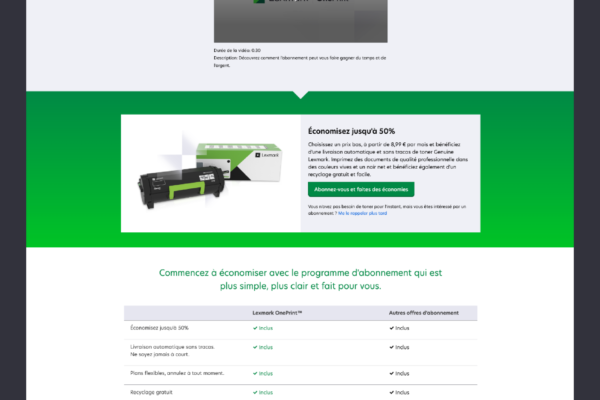 OnePrint French landing page