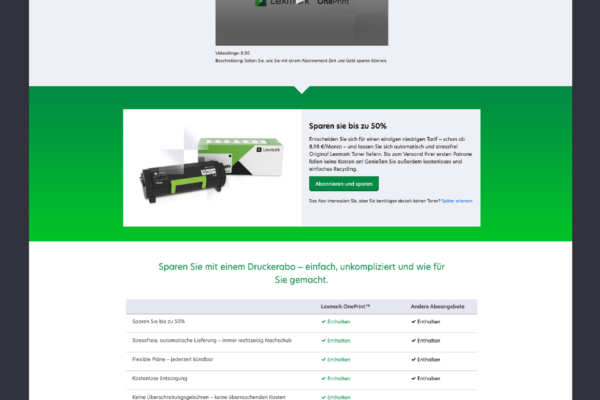 OnePrint German landing page