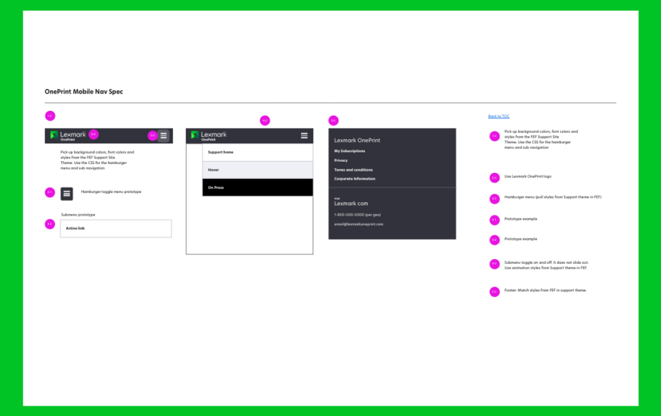 Ui spec for mobile nav