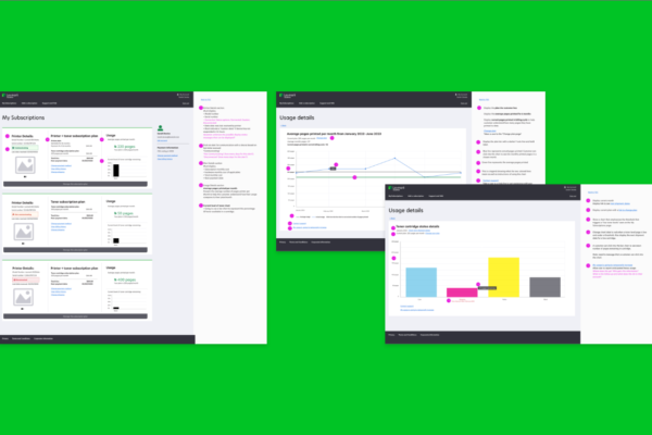 OnePrint dashboard wireframes
