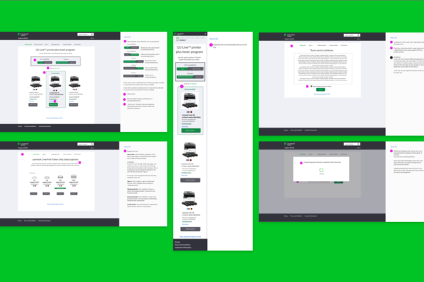 OnePrint enrollment wireframes